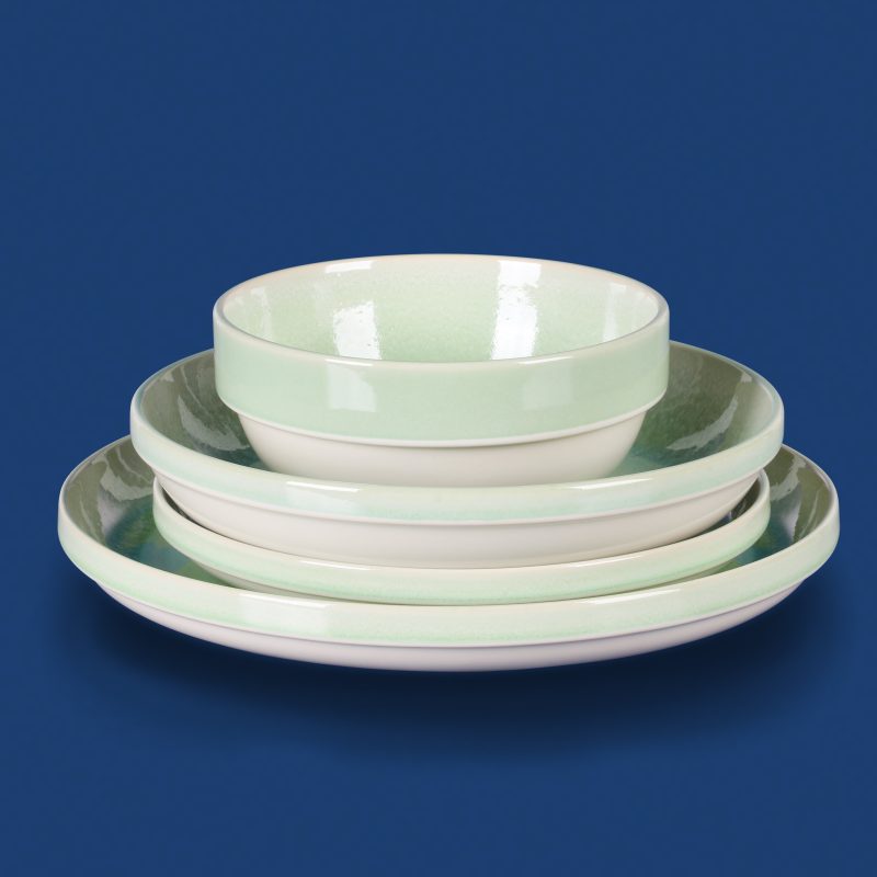 142415.16RSKEBANQUETTE16PCSTACKABLEDWSETGREENRDREACTIVEGLAZESTONEWAREPA106431009